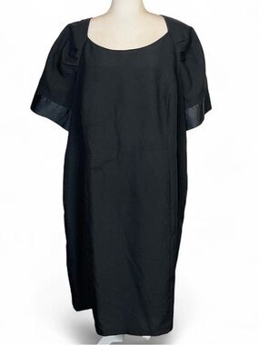 Vintage Y2K Roaman's Plus Size 26W Solid Black Short Sleeve Sheath Dress Work